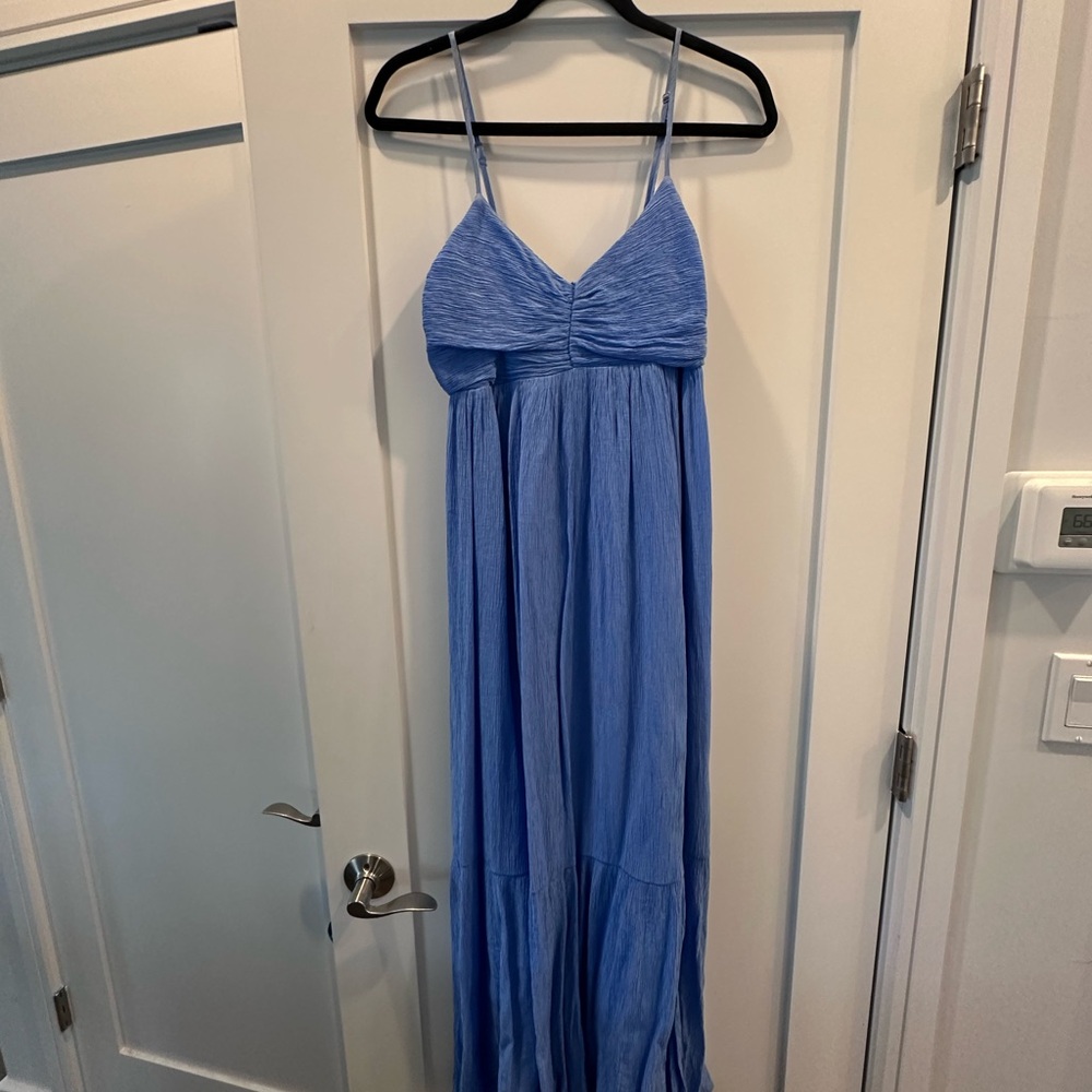 Periwinkle Light Blue V neck Maxi Dress
